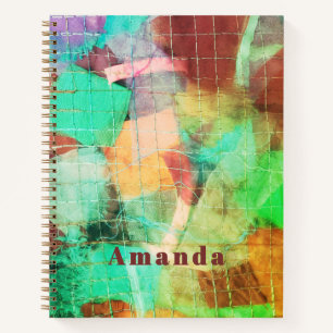 Carnet Look Patchwork Bohème Personnalisé Abstrait Vert M