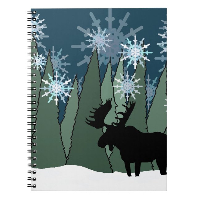 Carnet L'orignal dans la forêt de flocon des neiges (Devant)