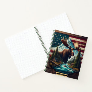 Carnet L'orignal majestueux est fier au milieu d'un paysa
