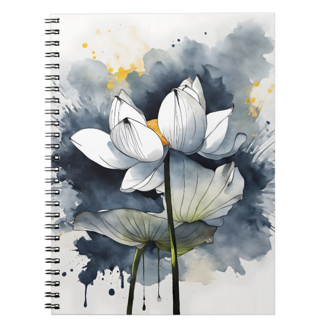 Carnet Lotus - Fleurs aquarelles (Devant)