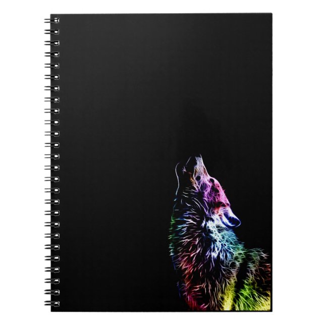Carnet Loup arc-en-ciel fractal (Devant)