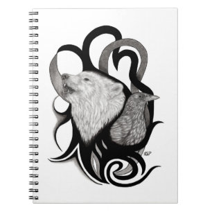 Carnet Loup blanc avec art tribal coréen