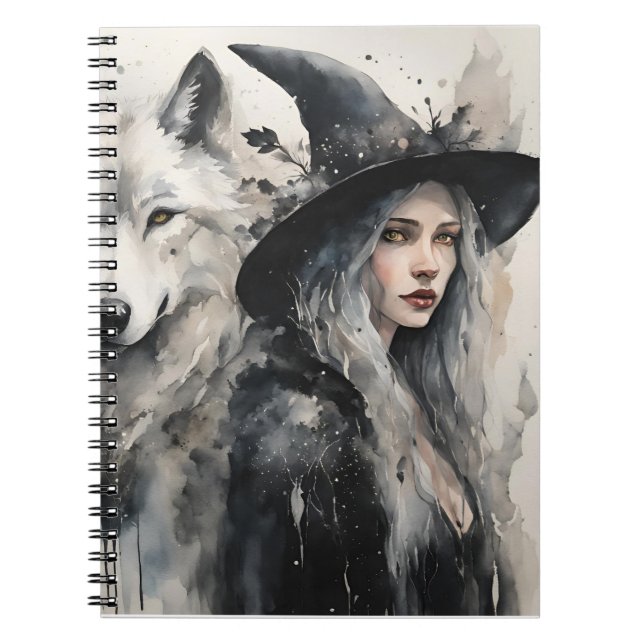 Carnet Loup blanc et sorcière (Devant)