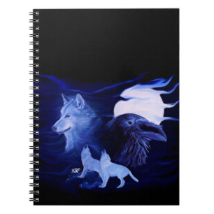 Carnet Loup et corbeau avec pleine lune