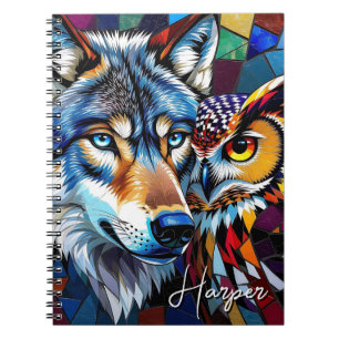 Carnet Loup et Hibou Personnalisé Vibrant et Coloré