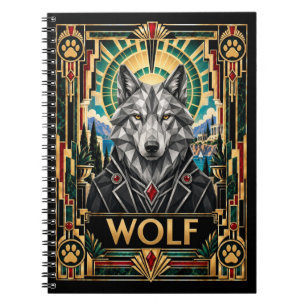 Carnet Loup, faune Art déco