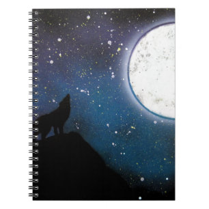 Carnet Loup hurlant à la peinture d'art de peinture de