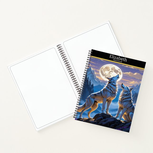 Carnet Loup hurle à pleine lune dans la nature (Intérieur)