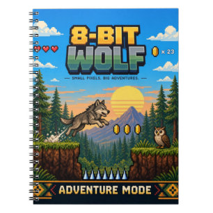 Carnet Loup, Pixel Art 8 Bits Rétro