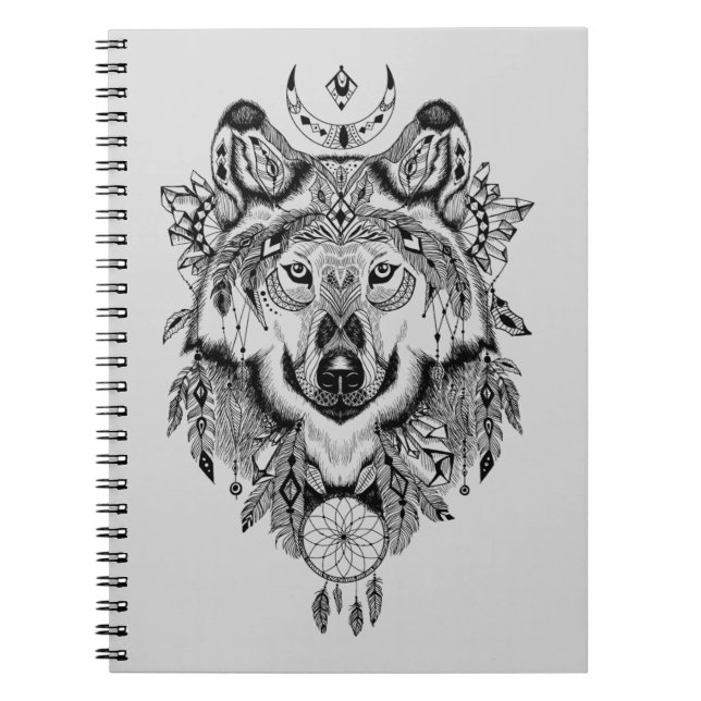 Carnet Loup tribal indien (Devant)