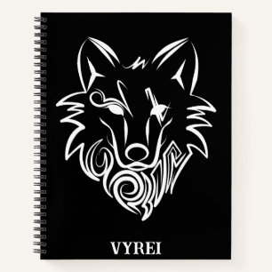 Carnet Loup tribal noir et blanc