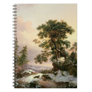 Carnet Loups dans un paysage d'hiver (huile sur le