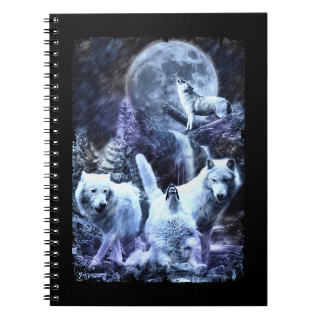 Carnet Loups hurleurs animaux de forêt d'hiver Wolf (Devant)