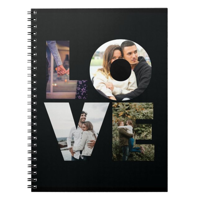 Carnet LOVE - 4 Couples/Famille Collage photo - Noir (Devant)
