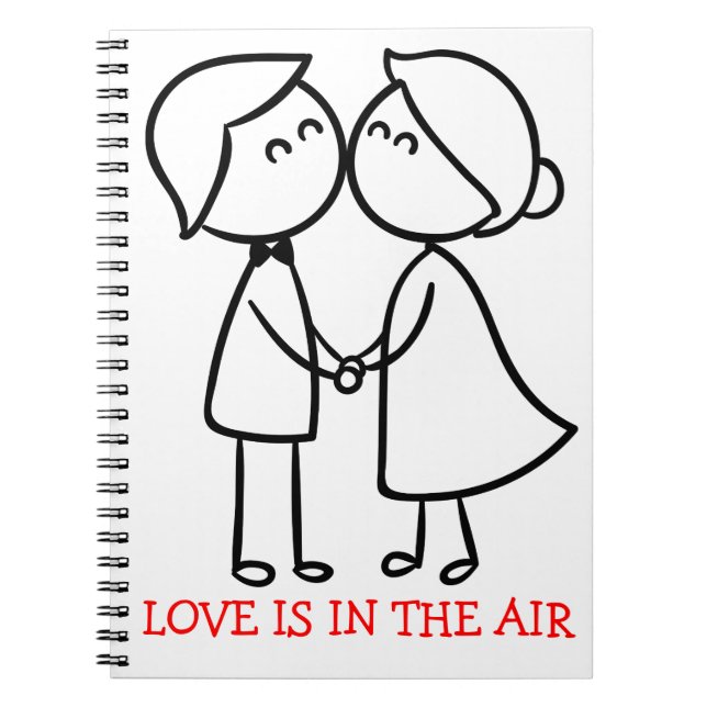Carnet Love Cartoon noir blanc Couple de baiser - Mariage (Devant)