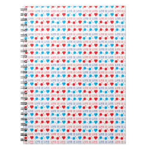 Carnet LOVE est une citation LOVE en rouge et bleu
