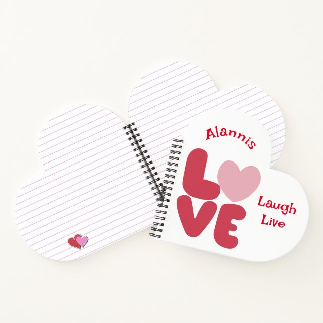 Carnet LOVE Live Laugh Coeurs roses (Intérieur)