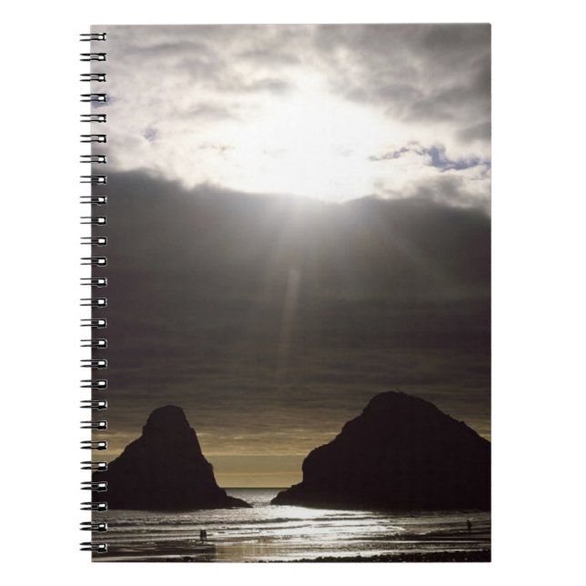 Carnet Lune au-dessus des rochers océaniques Oregon (Devant)