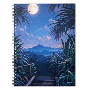 Carnet lune brillante et nuit de jungle