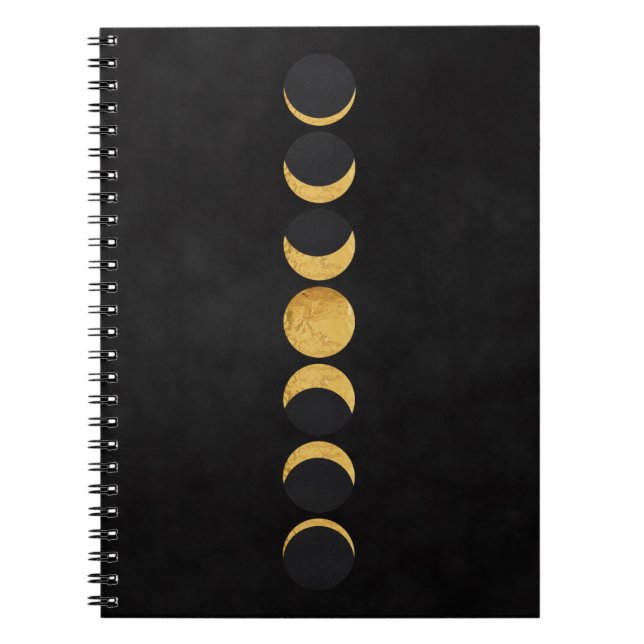 Carnet Lune d'or phases noir texturé arrière - plan (Devant)
