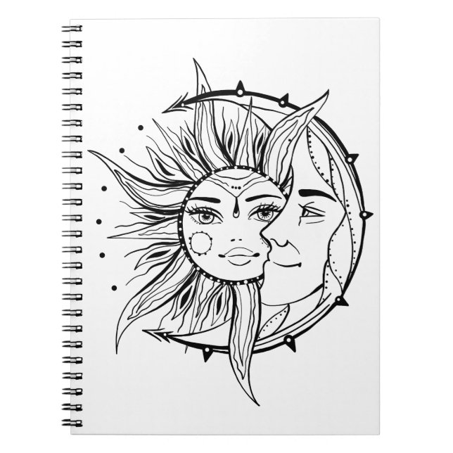 Carnet Lune et soleil. illustration de tatouage de style  (Devant)