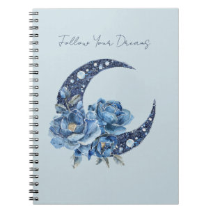 Carnet Lune Florale Bleue
