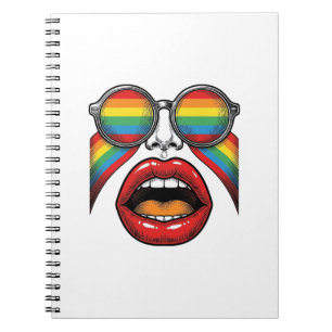 Carnet Lunettes de soleil arc-en-ciel rétro lèvres visage