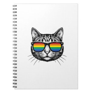 Carnet Lunettes de soleil arc-en-ciel vintage Chat Fierté