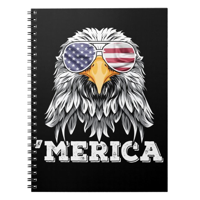 Carnet Lunettes de soleil Eagle USA 4 juillet Drapeau amé (Devant)