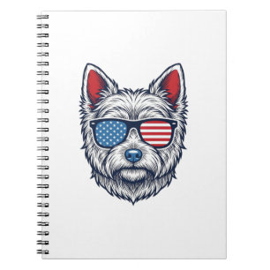 Carnet Lunettes de soleil pour chien Westie patriotiques