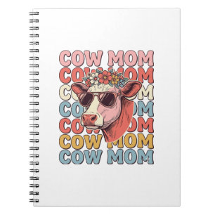 Carnet Lunettes de soleil rétro Cow Mom gravure vintage D