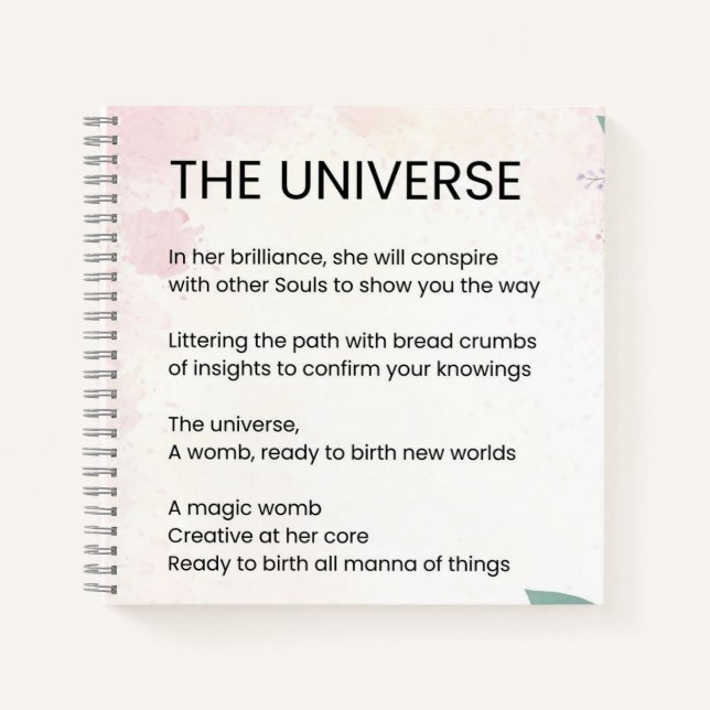 Carnet L'Univers - Mettre en oeuvre le poème de l'autonom (Devant)
