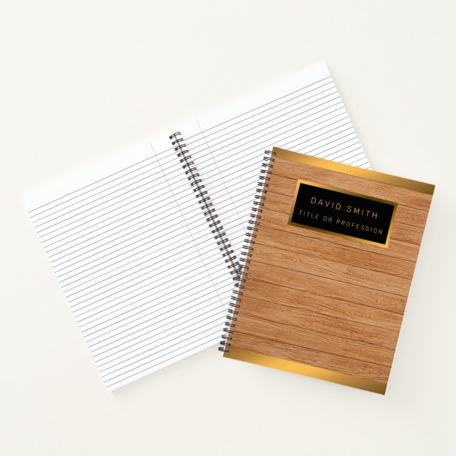 Carnet Luxe 2in1 Gold Wood Carte de visite moderne & (Intérieur)