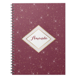 Carnet Luxe bordeaux brillant parties scintillant d'or co