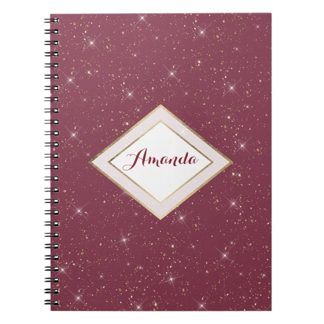 Carnet Luxe bordeaux brillant parties scintillant d'or co (Devant)