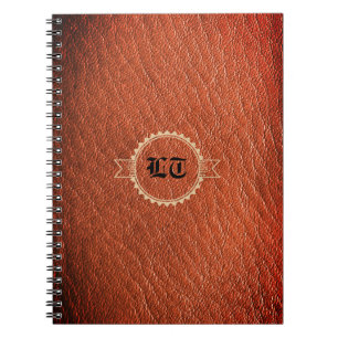 Carnet Luxe Cuir Brown Look Vieux Monogramme anglais