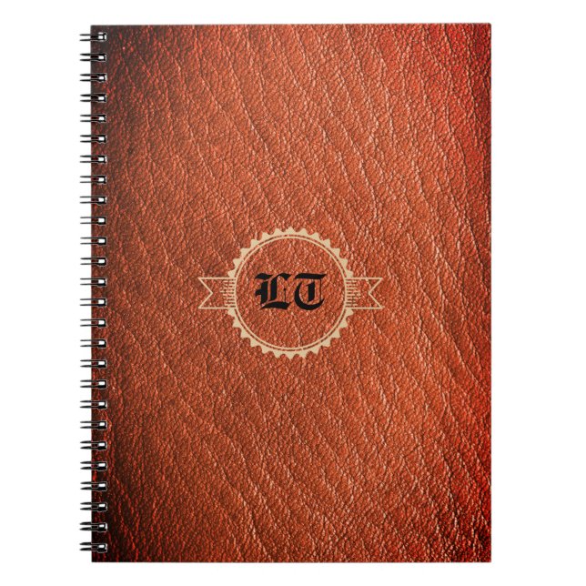 Carnet Luxe Cuir Brown Look Vieux Monogramme anglais (Devant)