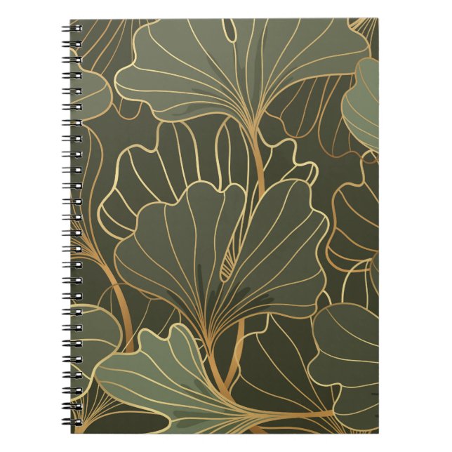 Carnet Luxe Ginkgo Ligne d'Or Art (Devant)