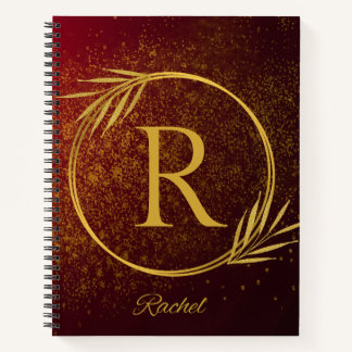 Carnet Luxe moderne Deep Red & Gold Personnalisé Nom & In