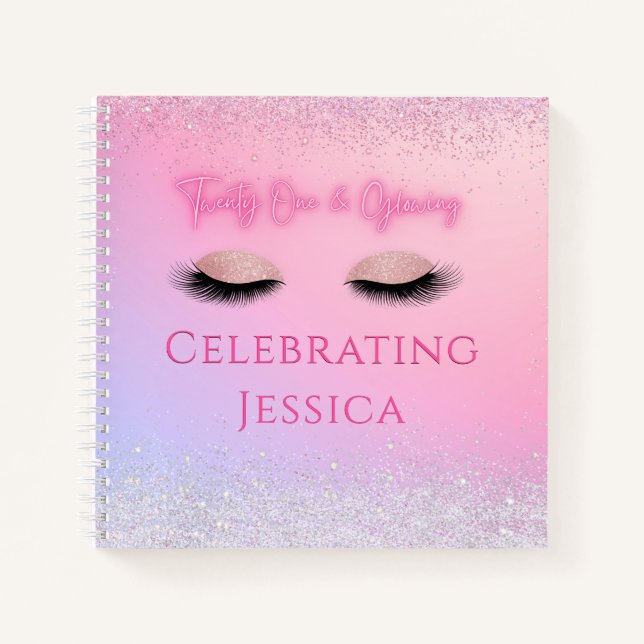 Carnet Luxe Rose Vingt et un et brillant 21e anniversaire (Devant)