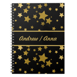 Carnet Luxurious Black & Gold Star Personalized