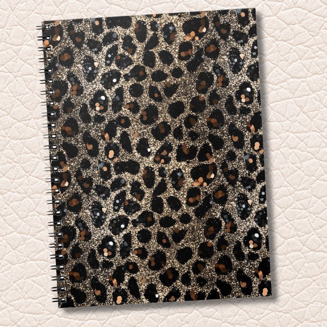 Carnet Luxury Glitter Brown Black Gold Leopard Pattern (Créateur téléchargé)