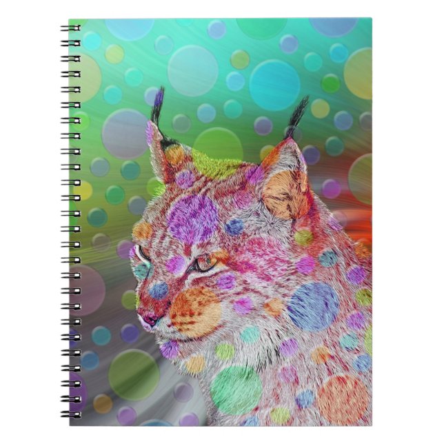Carnet Lynx souriant et coloré - abstrait (Devant)