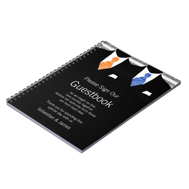Carnet M. et M. Suit et Cravate Guestbook (Orange / Blue) (Côté gauche)