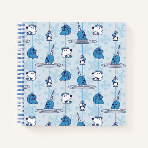 Carnet M. Narwhal Blue Snowflake Motif