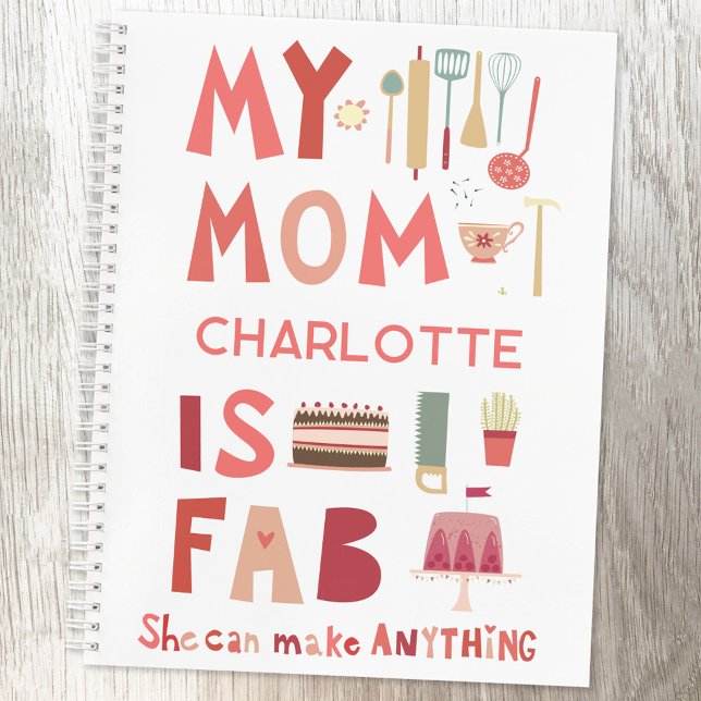 Carnet Ma mère est fabuleuse Amusante personnalisée (My Mom is Fab fun personalized name notebook with choice of interior paper style)