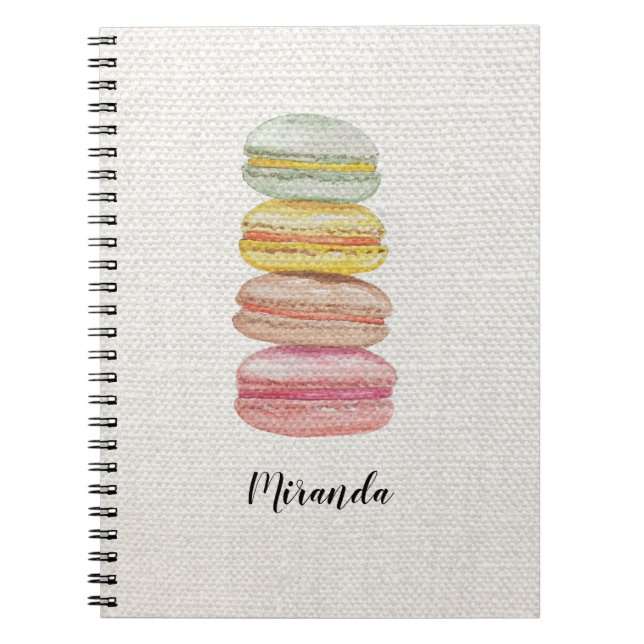 Carnet Macarons français aquarelle peints à la main (Devant)