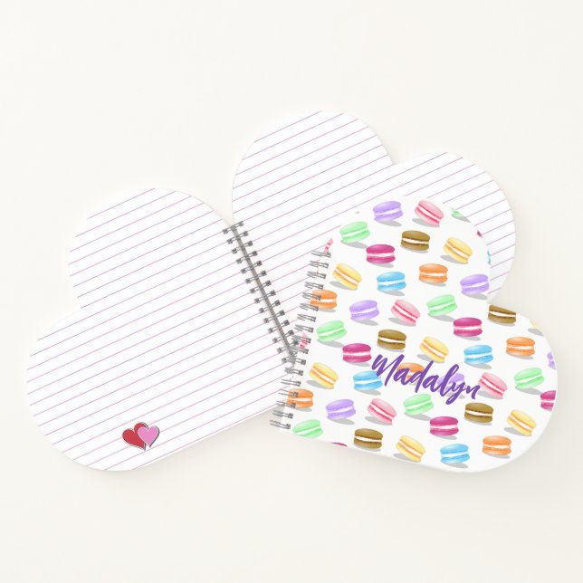 Carnet macarons lunaires motif en forme de coeur (Intérieur)