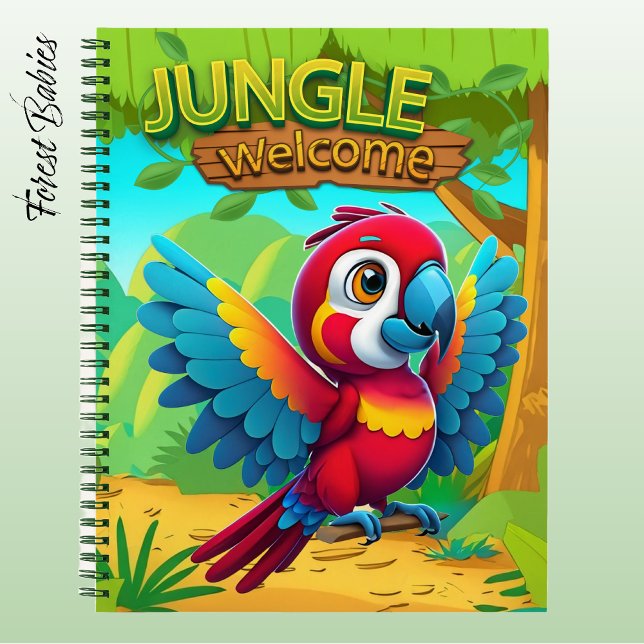 Carnet Macaw Parrot Tropical Bird Cartoon Character 🐦 (Fun Red Scarlet Macaw Stationery Adorable Parrot Woodland Bird Wildlife Animal Character Notebook 🐦)