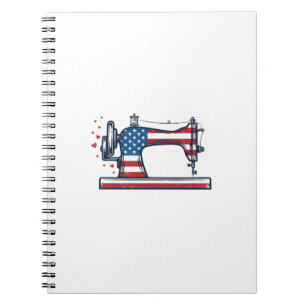 Carnet Machine à coudre patriotique Gravure vintage Vecto